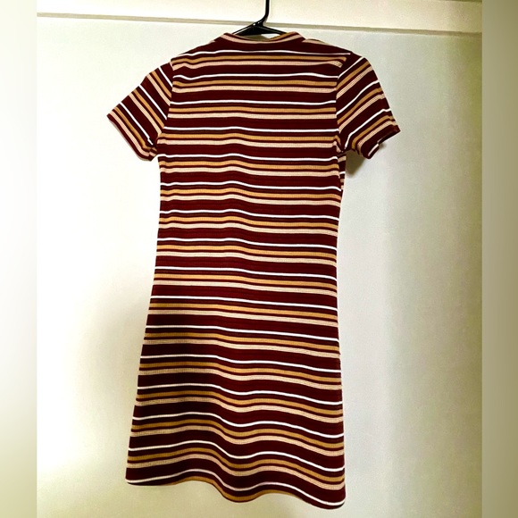 Forever 21 Striped Maroon and Gold Ribbed Mock Turtleneck Dress - Picture 4 of 6